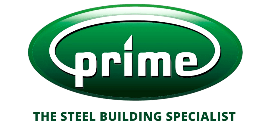 The Prime logo — “prime” in a green oval over the line “The steel building specialist”