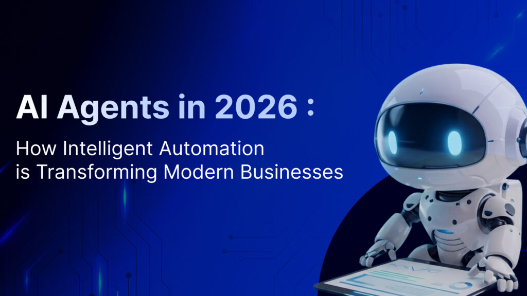 AI robot representing intelligent automation and AI agents in modern business.