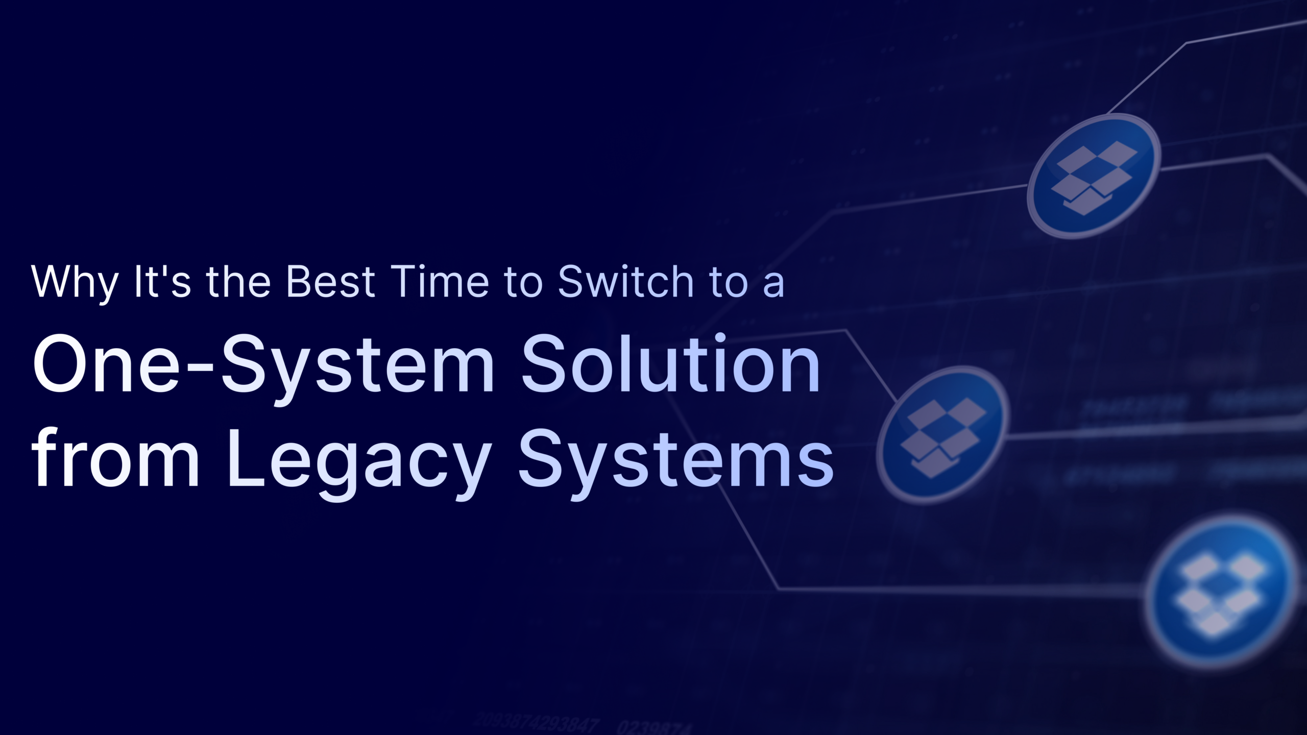 Illustration representing the transition from legacy systems to a unified one-system solution for improved enterprise productivity and business operations.